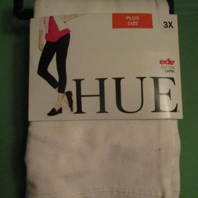 HUE PLUS SIZE Edv Capri Soft Cotton Blend White Leggings (Size 3X)